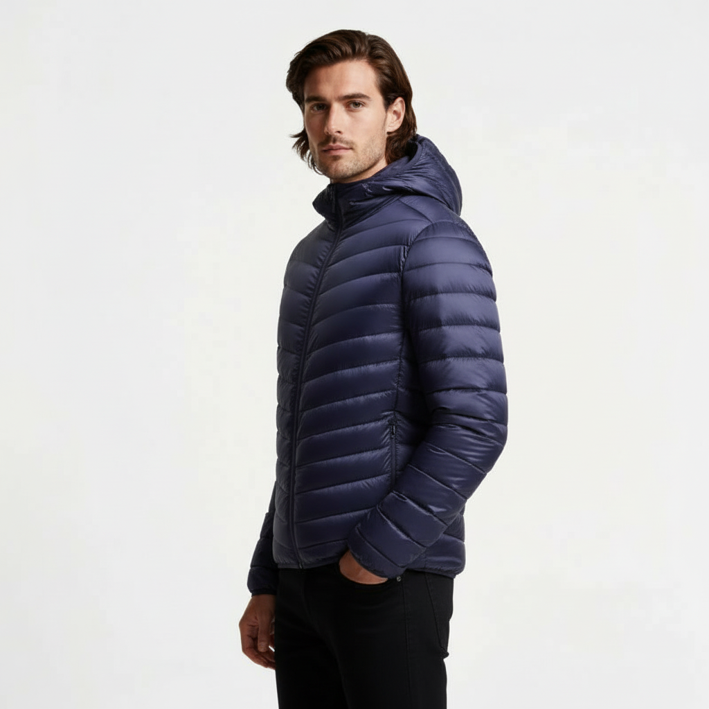 Hooded Quilted Puffer Jacket Lightweight Regular Fit for Men