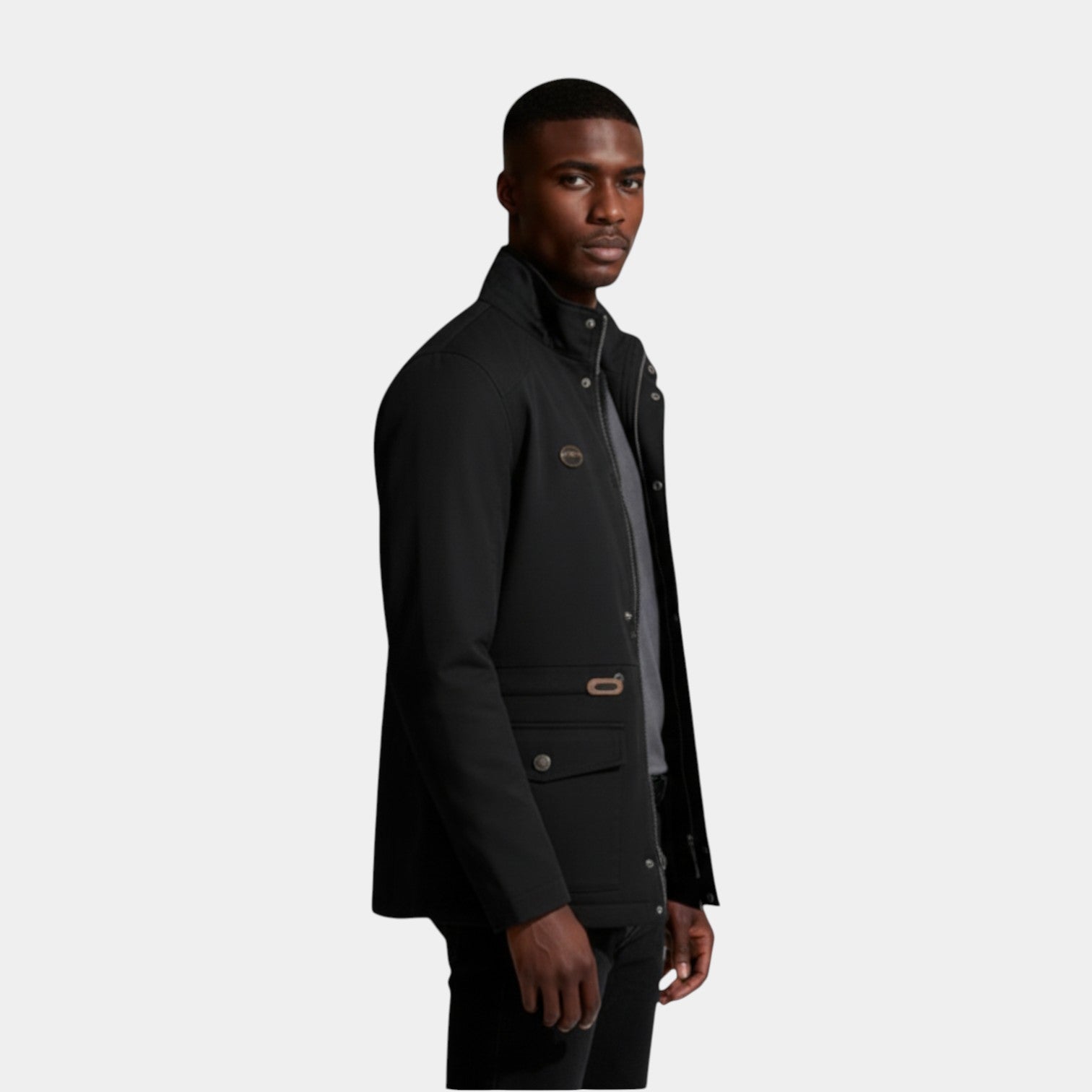 Stand Collar Multi-Pocket Field Jacket Regular Fit for Men