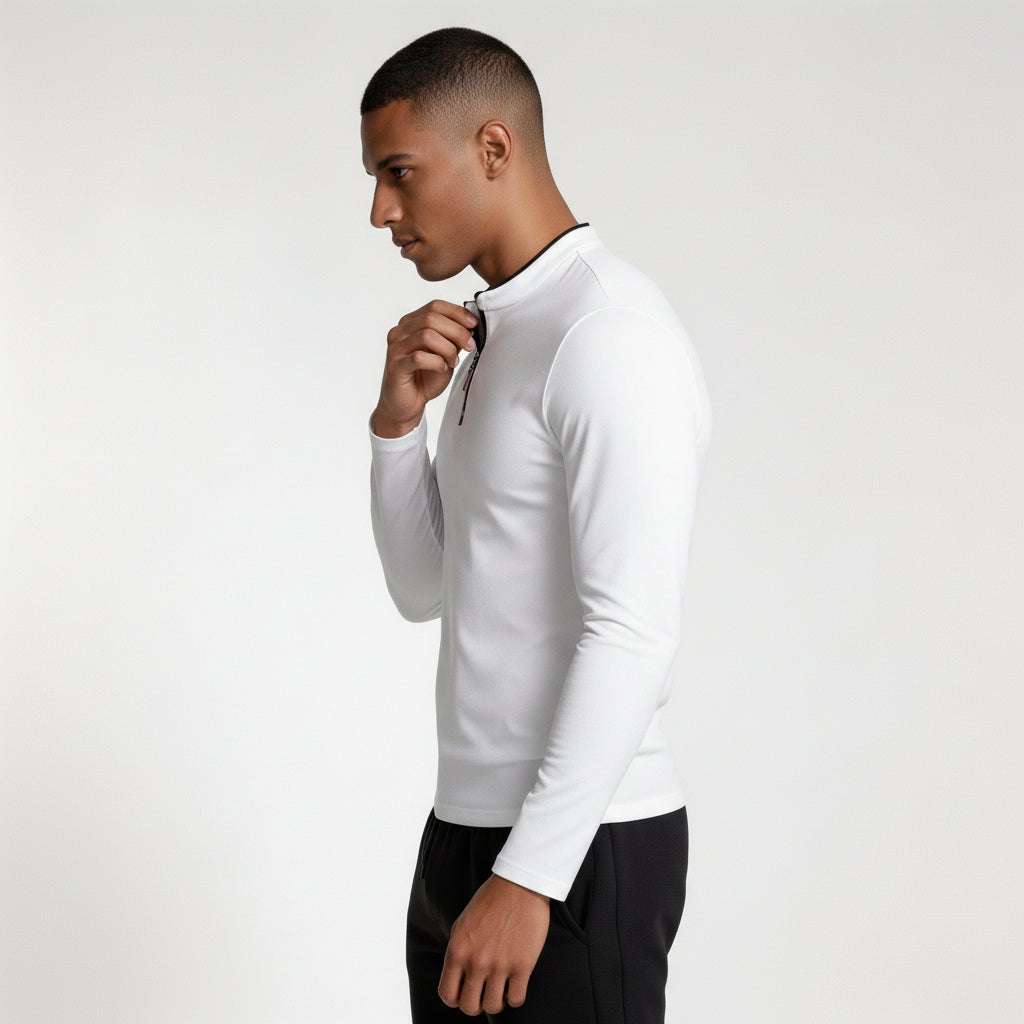 Long Sleeve Quarter-Zip Shirt Slim Fit for Men