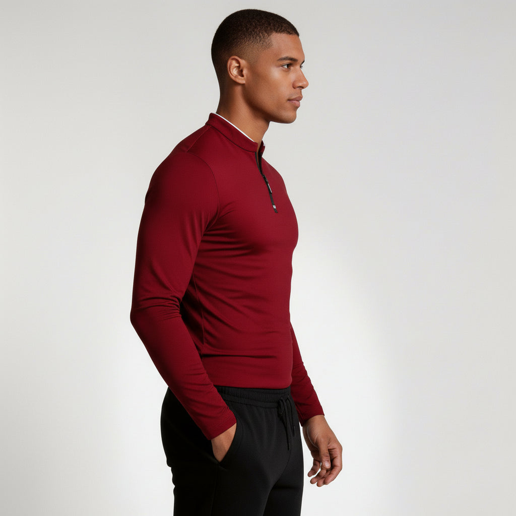 Long Sleeve Quarter-Zip Shirt Slim Fit for Men