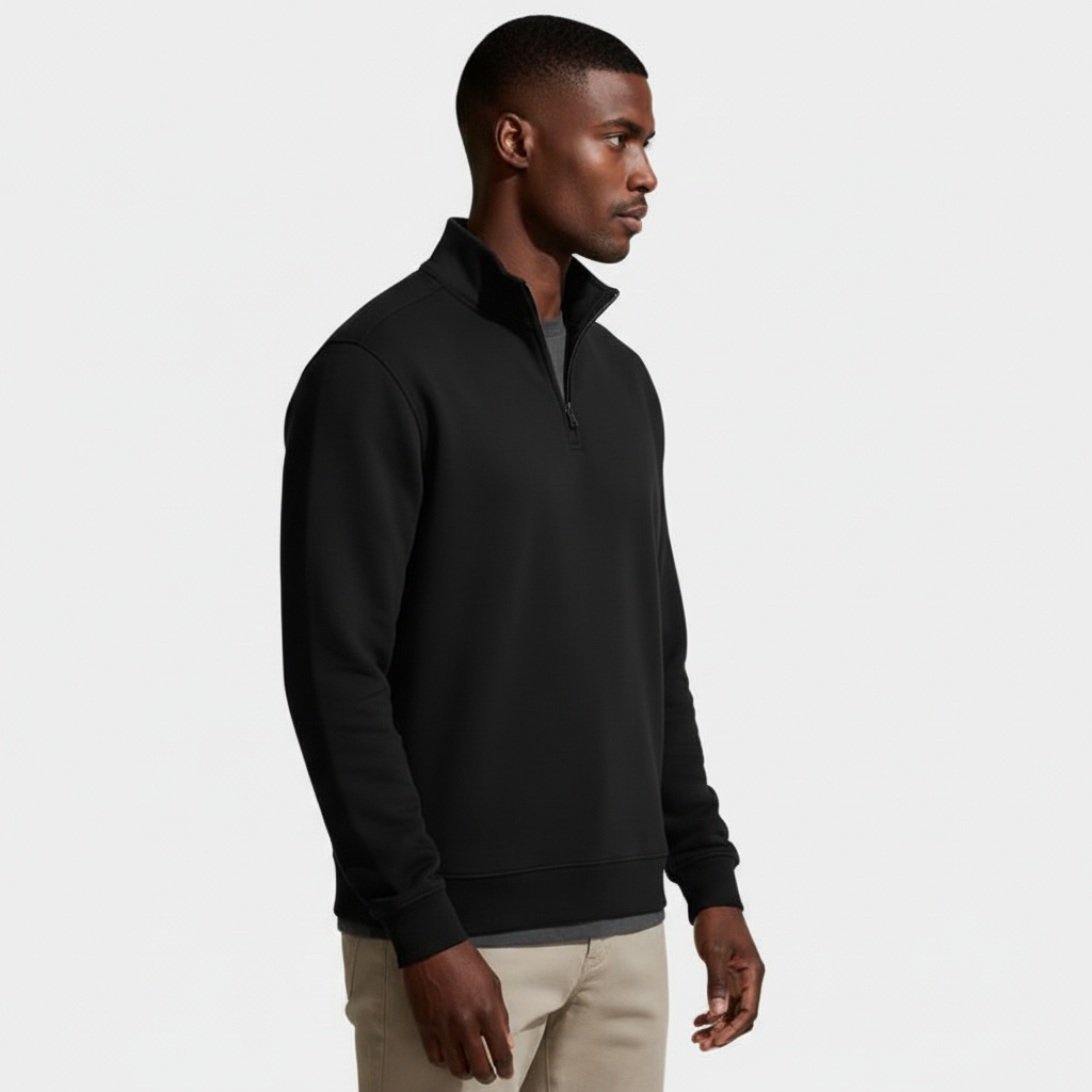 Long Sleeve Quarter-Zip Pullover Sweater for Men
