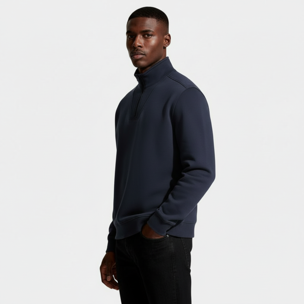 Long Sleeve Quarter-Zip Pullover Sweater for Men
