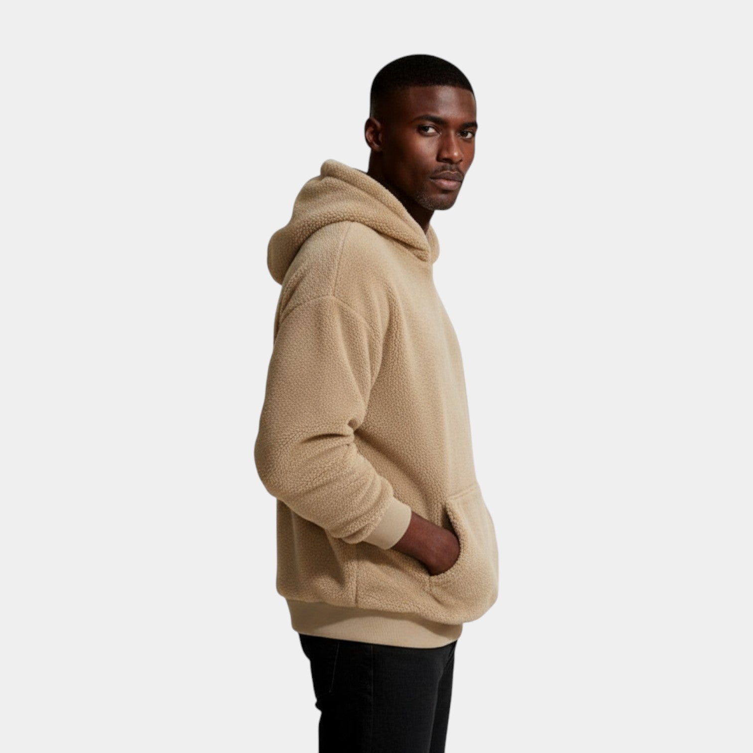 Fleece Pullover Hoodie Relaxed Fit for Men
