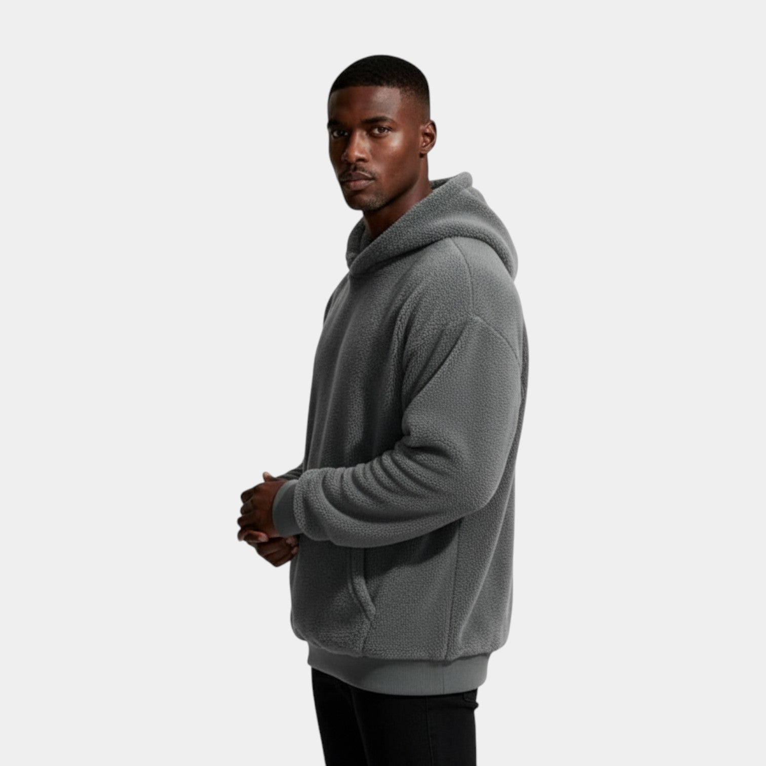 Fleece Pullover Hoodie Relaxed Fit for Men