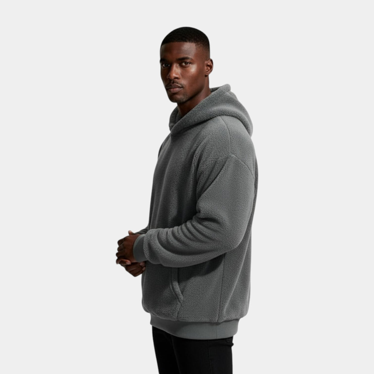 Fleece Pullover Hoodie Relaxed Fit for Men
