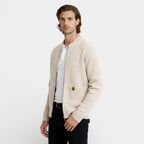 Zip-Up Rib Knit Cardigan Jacket Regular Fit for Men