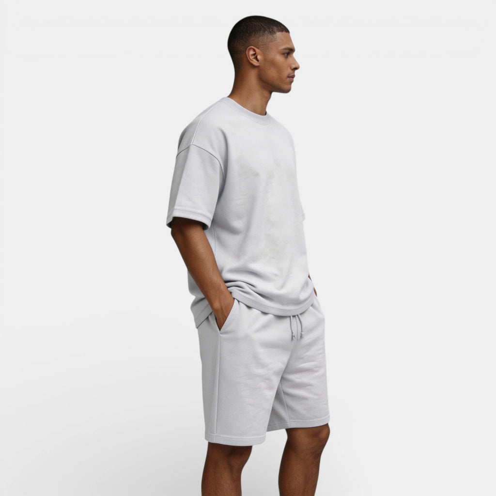 Short Sleeve Crew Neck Tee and Shorts Lounge Set for Men