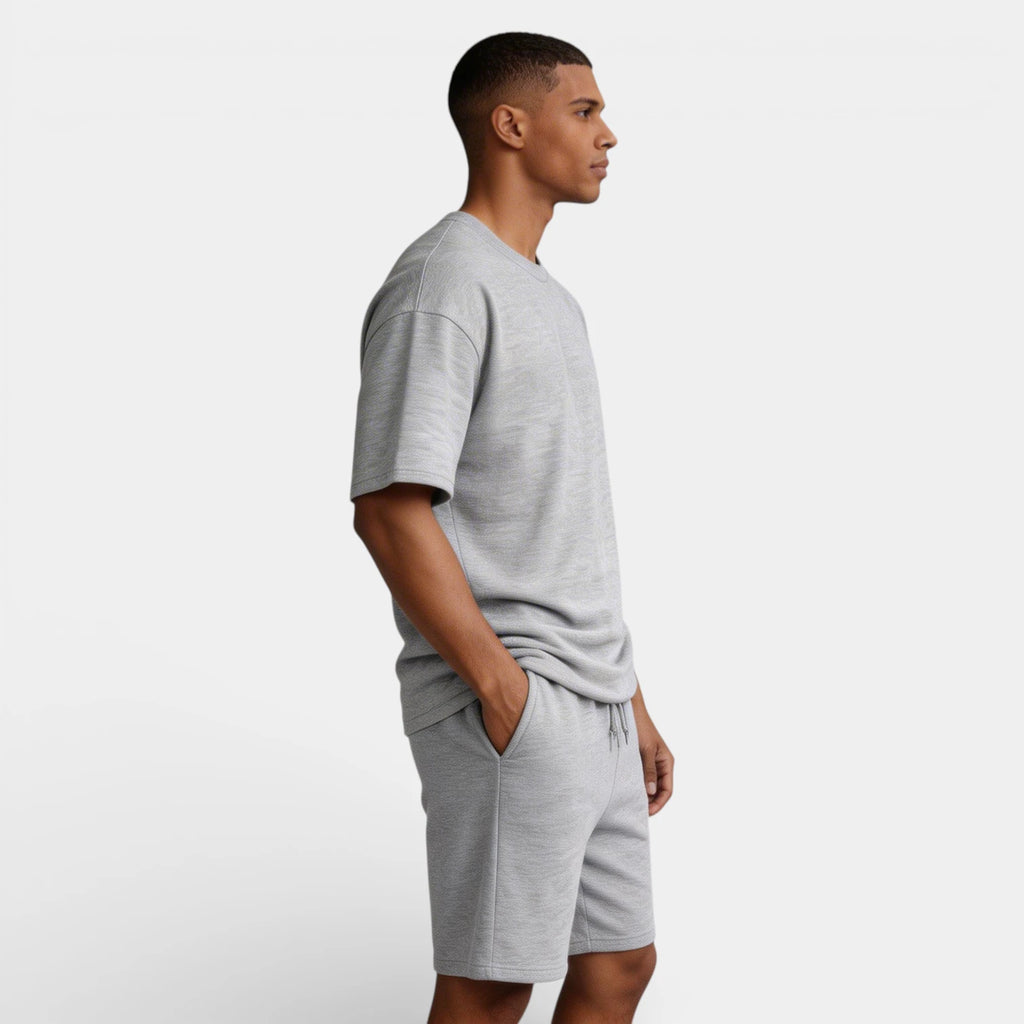 Short Sleeve Crew Neck Tee and Shorts Lounge Set for Men