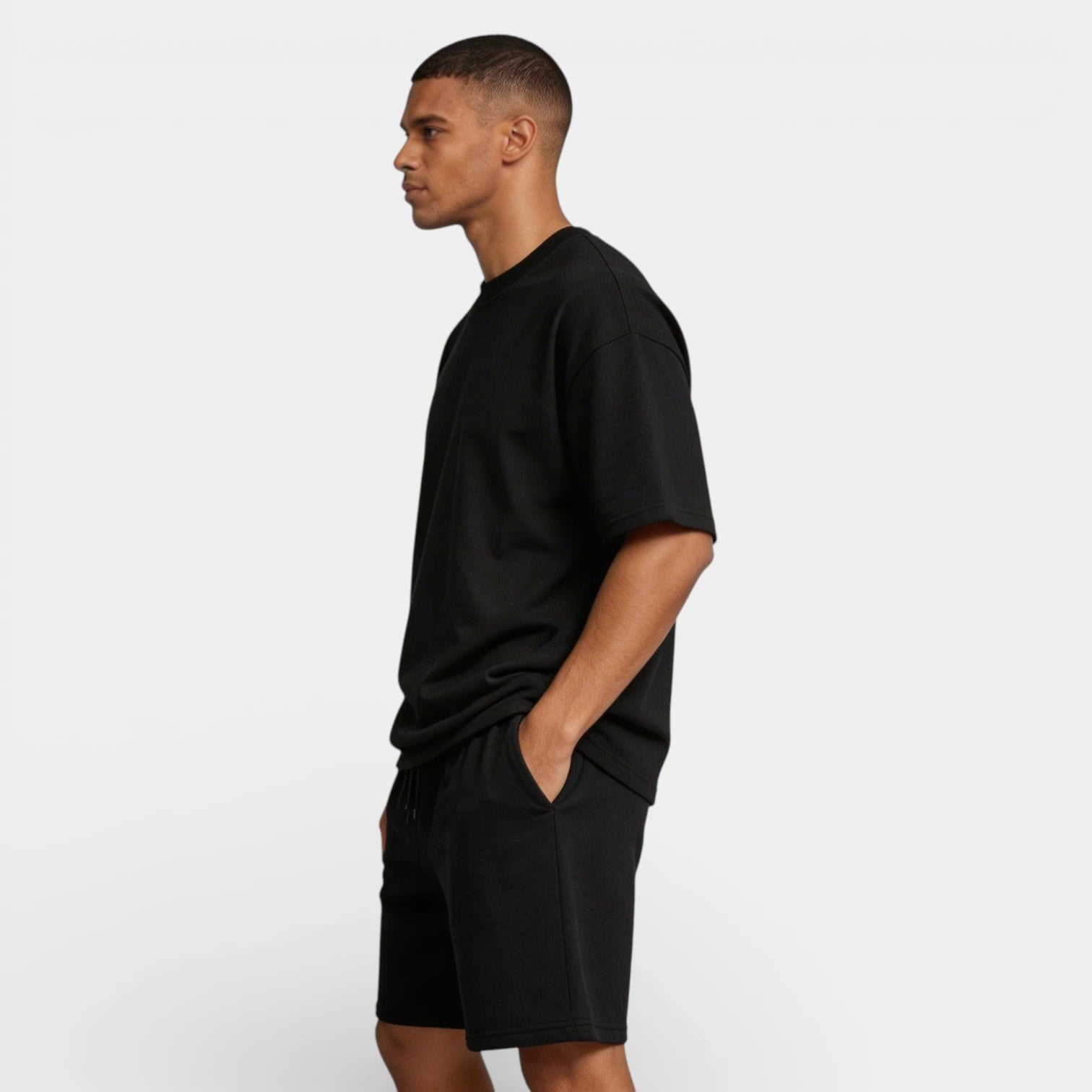 Short Sleeve Crew Neck Tee and Shorts Lounge Set for Men