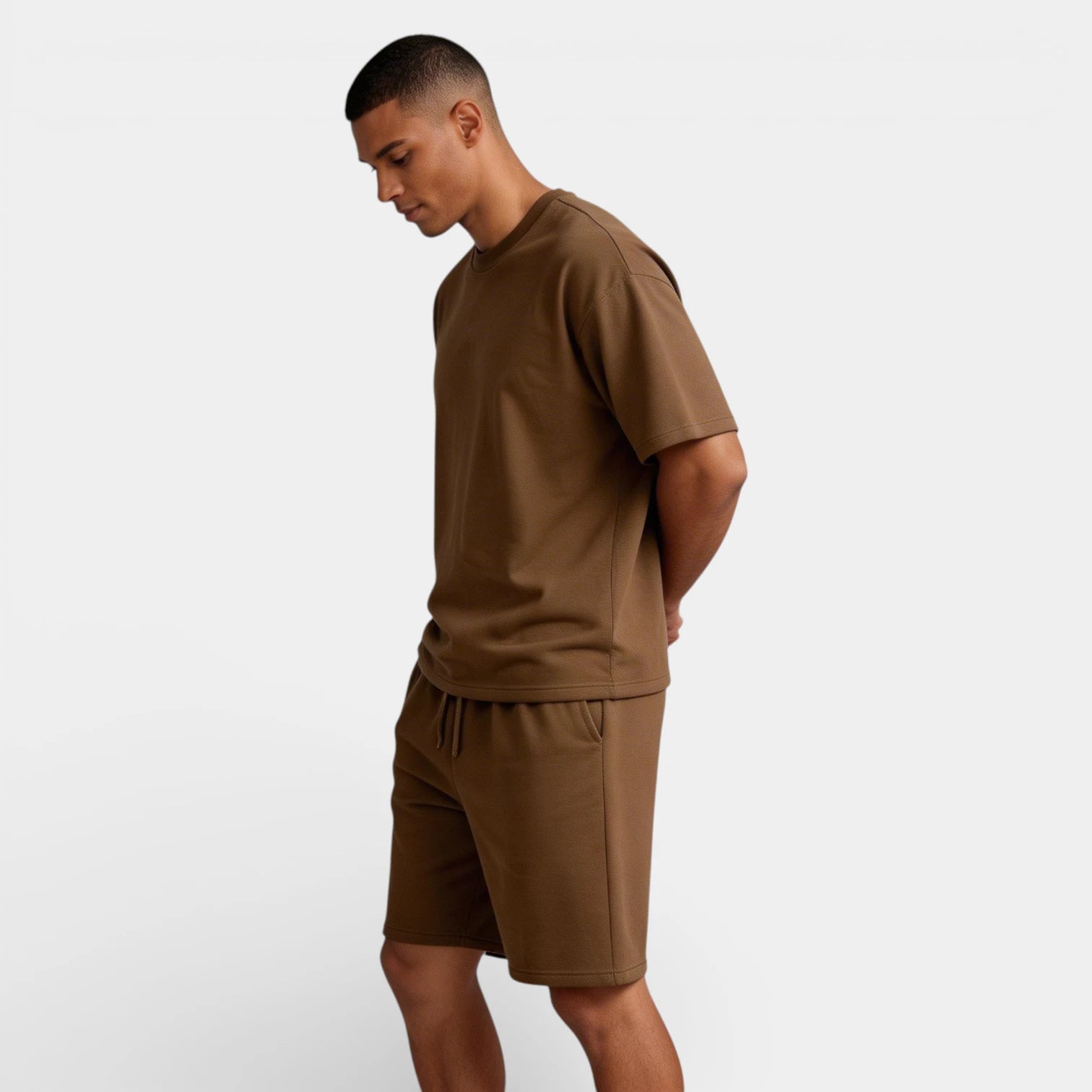 Short Sleeve Crew Neck Tee and Shorts Lounge Set for Men