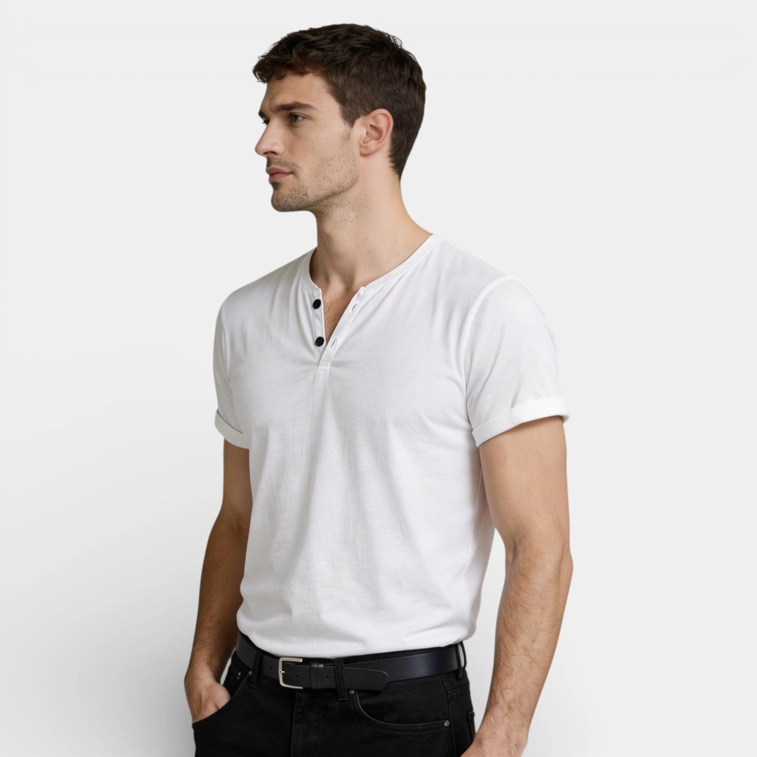 Henley T-Shirt Short Sleeve Regular Fit for Men