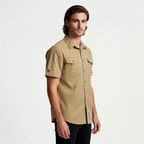Short Sleeve Button-Up Utility Shirt Regular Fit for Men