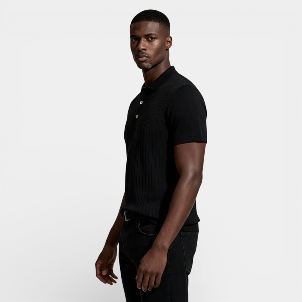 Short Sleeve Knit Polo Shirt Collared for Men