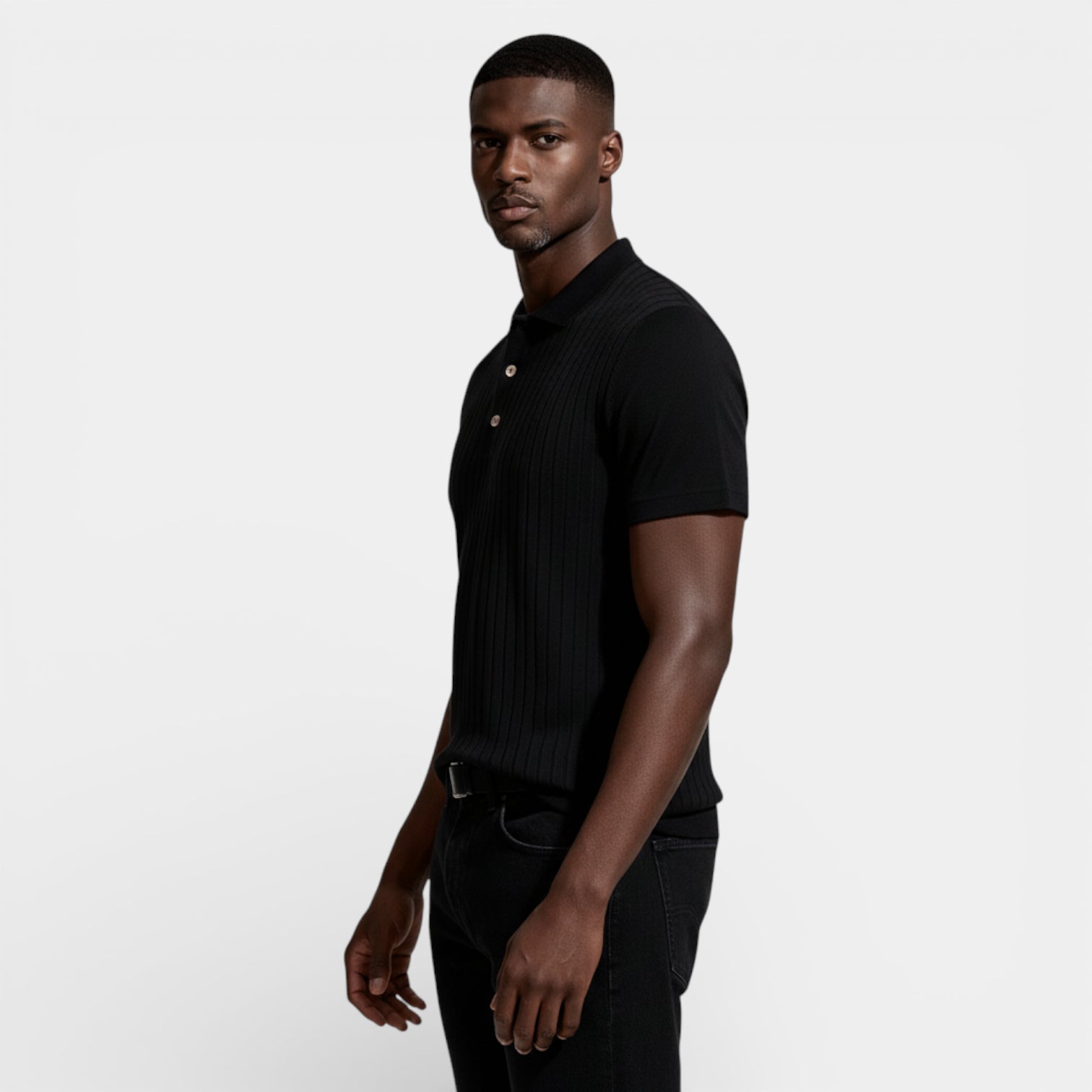 Short Sleeve Knit Polo Shirt Collared for Men