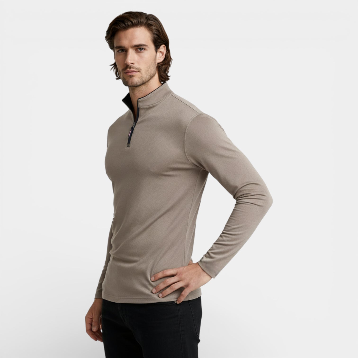 Knit Half-Zip Pullover Long Sleeve Regular Fit for Men
