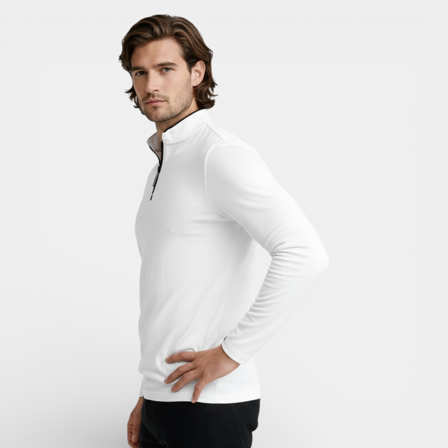 Knit Half-Zip Pullover Long Sleeve Regular Fit for Men