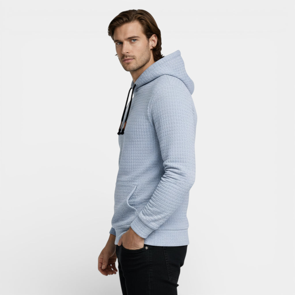 Waffle Texture Hooded Pullover Sweatshirt Regular Fit for Men