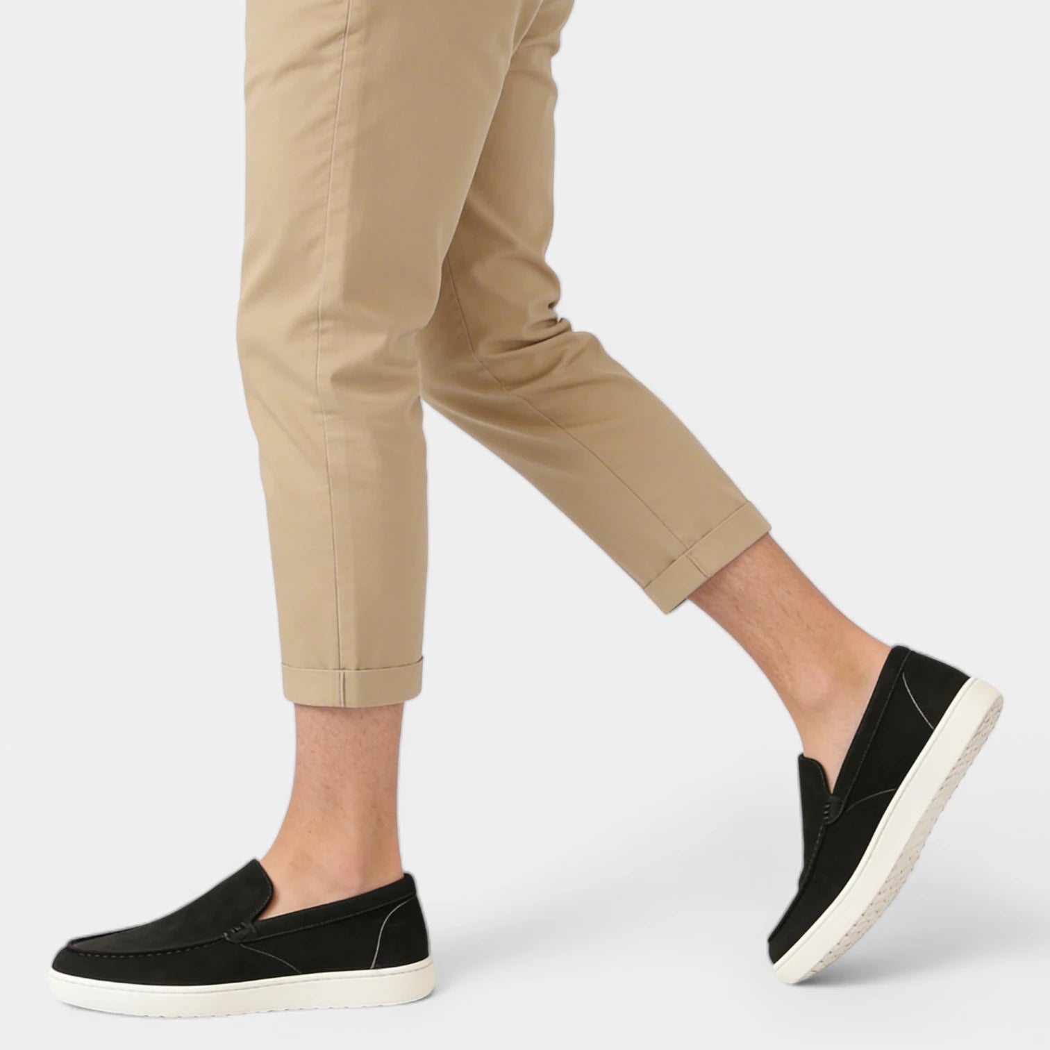 Suede Slip-On Moc Toe Loafers Laceless for Men