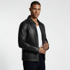 Zip Front Leather Look Jacket Regular Fit for Men