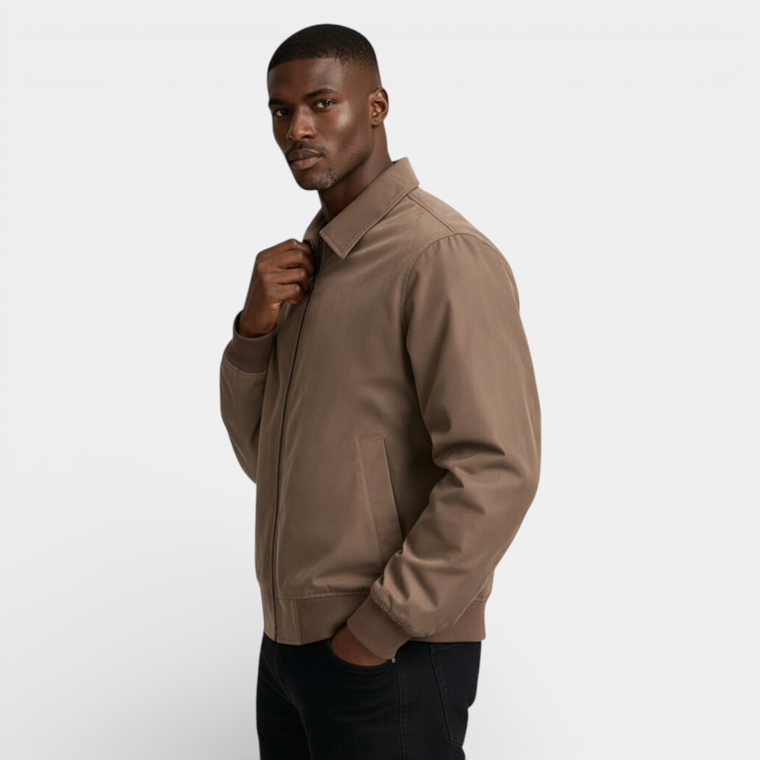 Zip-Up Point Collar Jacket Regular Fit for Men