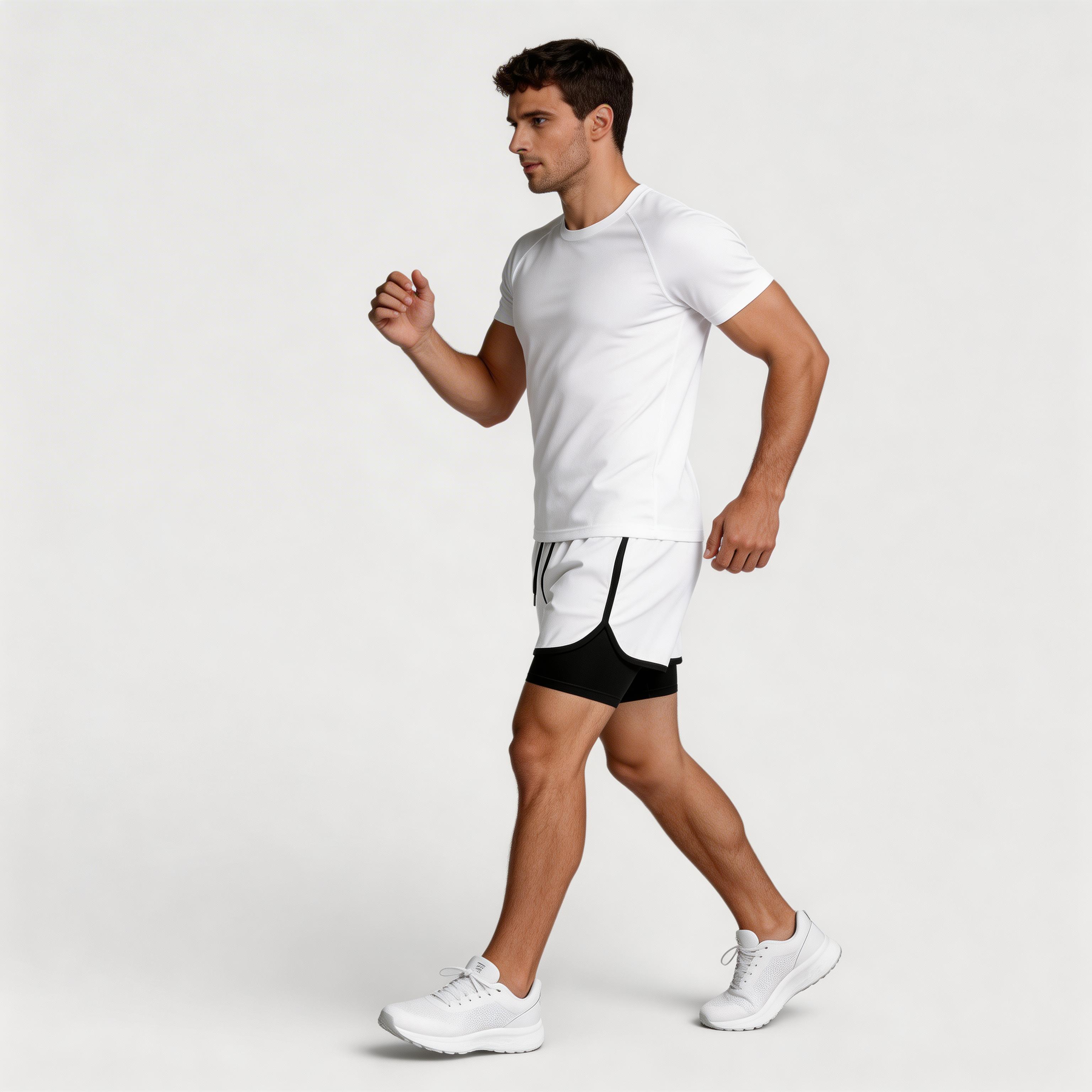 Athletic T-Shirt Drawstring Shorts Two-Piece Set for Men