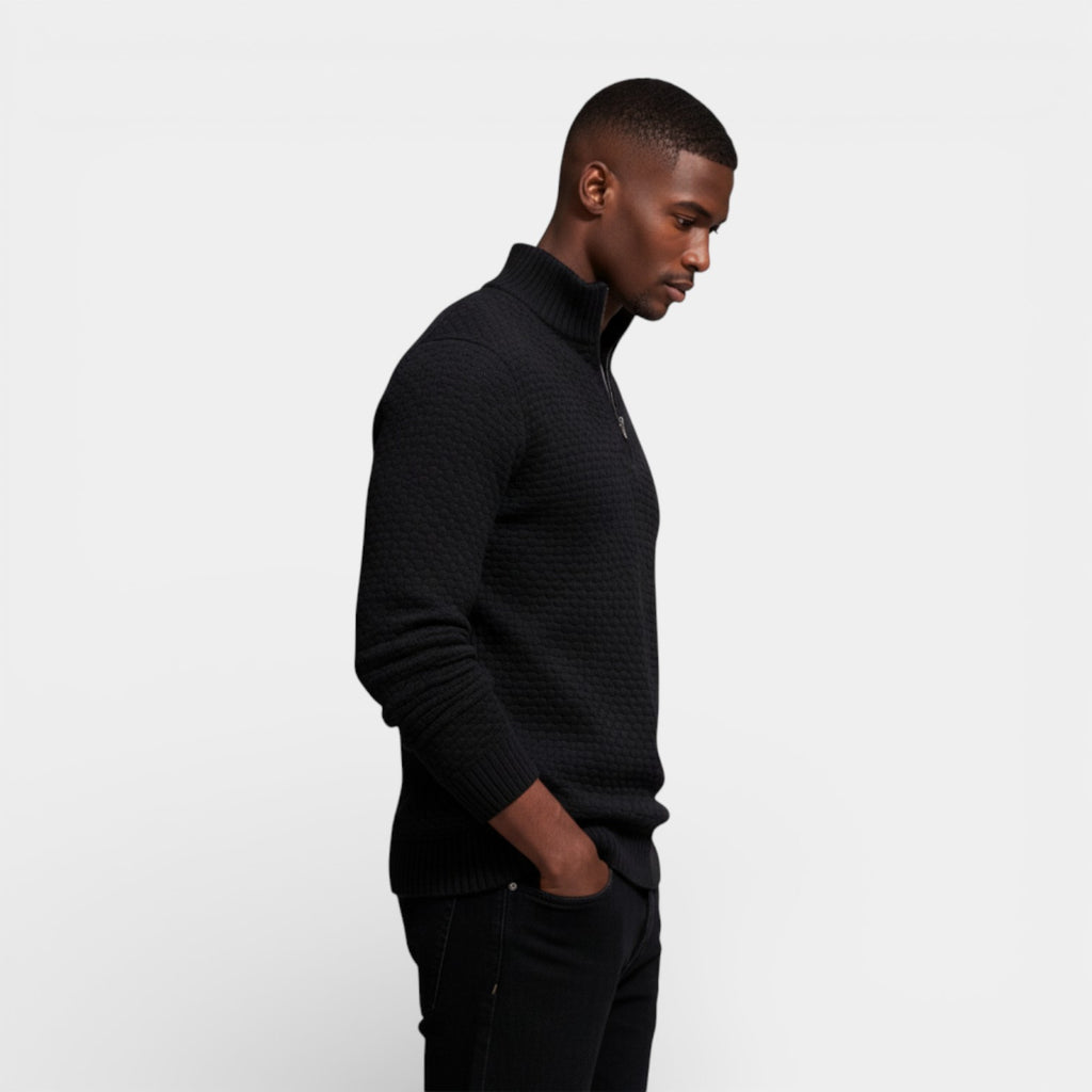 Half-Zip Textured Knit Sweater Regular Fit for Men
