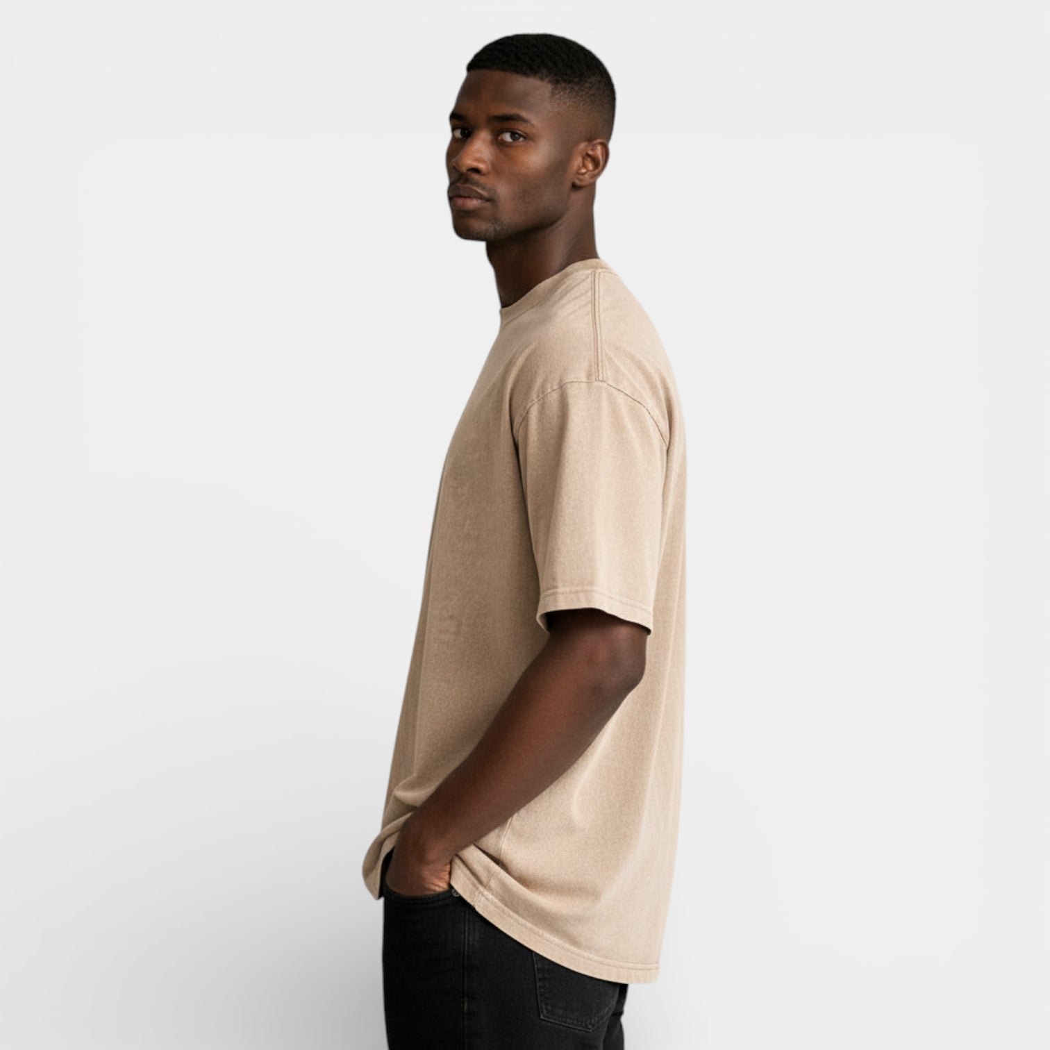 Washed Short Sleeve Pullover Tee Relaxed Fit for Men