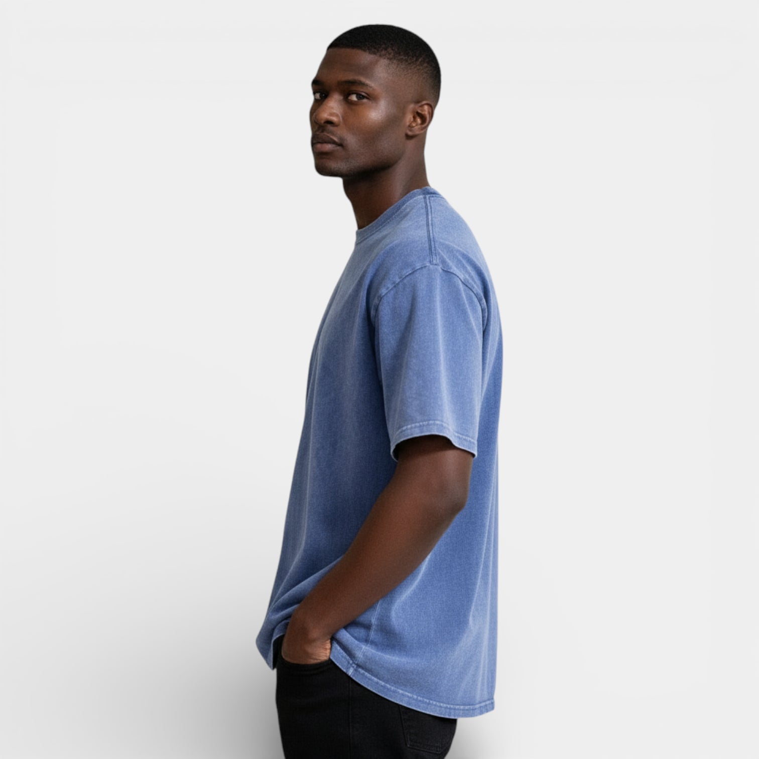Washed Short Sleeve Pullover Tee Relaxed Fit for Men