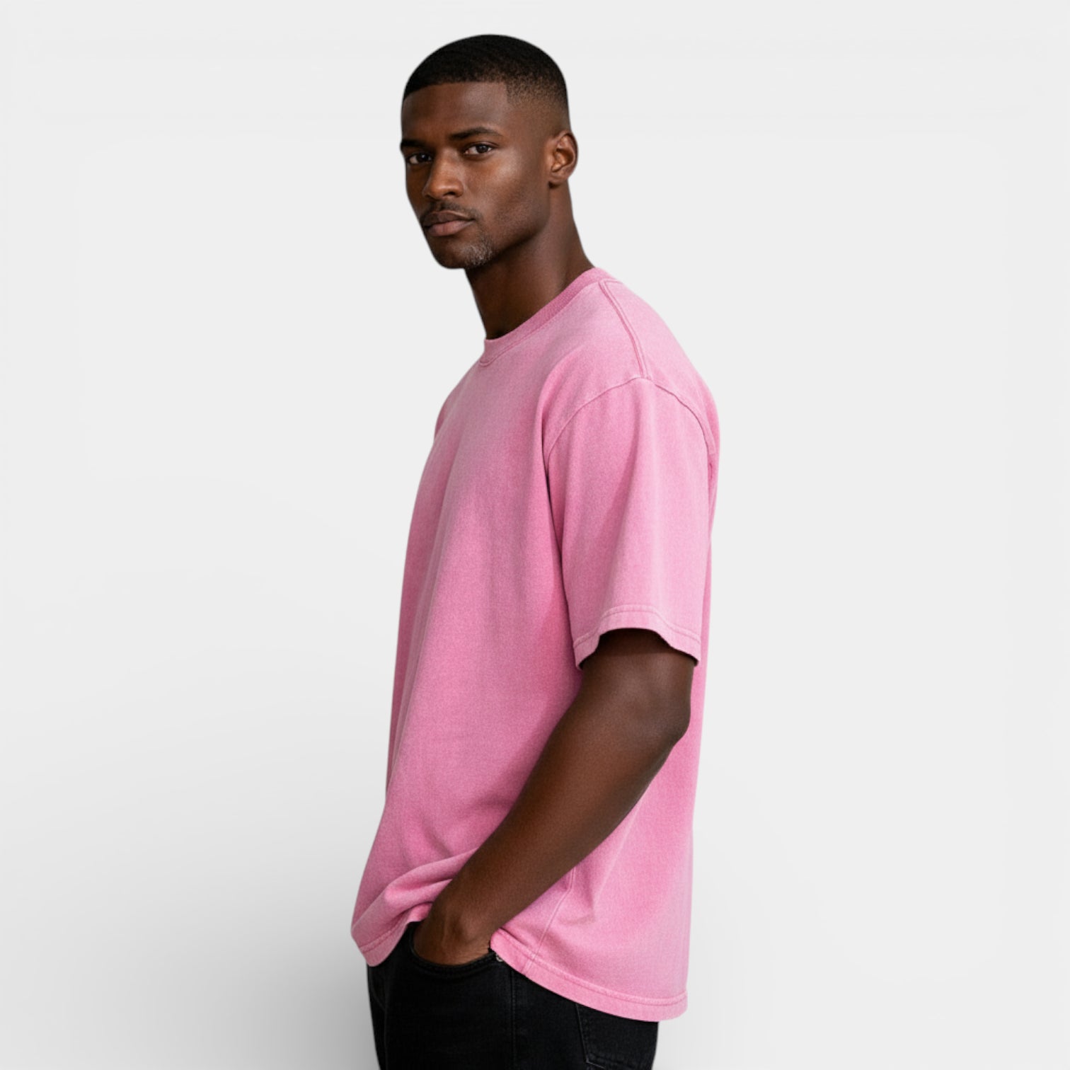 Washed Short Sleeve Pullover Tee Relaxed Fit for Men