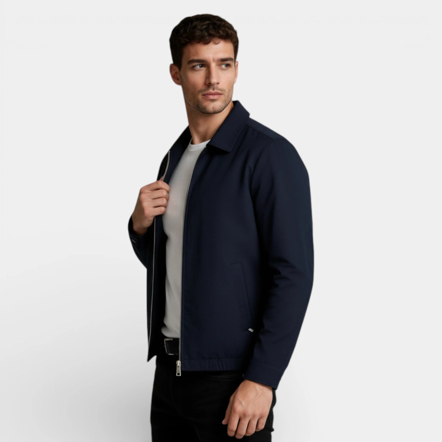 Polo Collar Zip-Up Jacket Regular Fit for Men