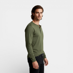 Long Sleeve Henley Shirt Button Placket Regular Fit for Men