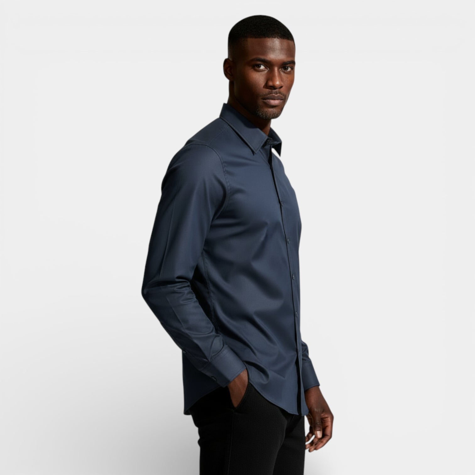 Slim Fit Long Sleeve Button-Up Shirt for Men