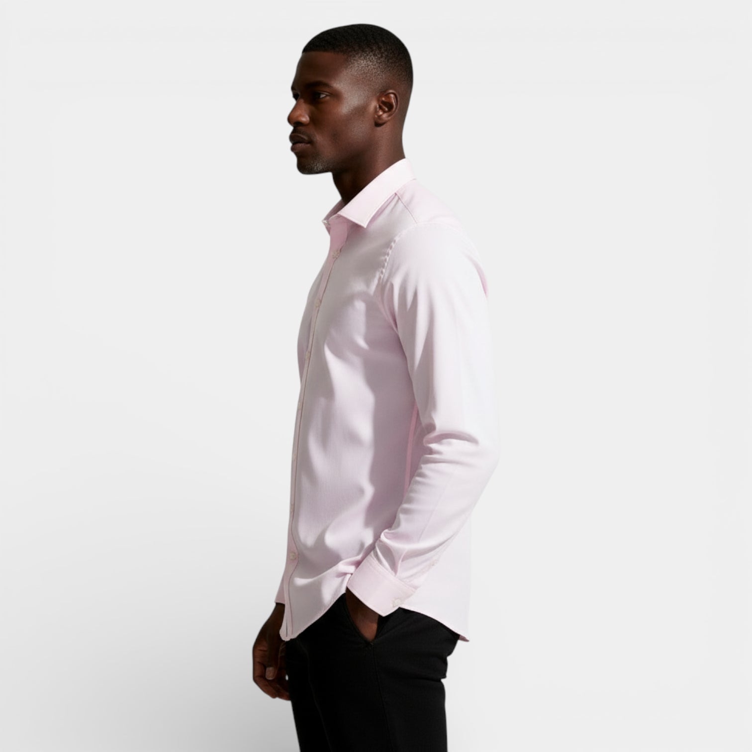 Slim Fit Long Sleeve Button-Up Shirt for Men