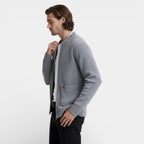 Zip-Up Rib Knit Cardigan Jacket Regular Fit for Men