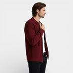 Zip-Up Rib Knit Cardigan Jacket Regular Fit for Men