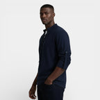 Lace-Up Band Collar Shirt Long Sleeve for Men