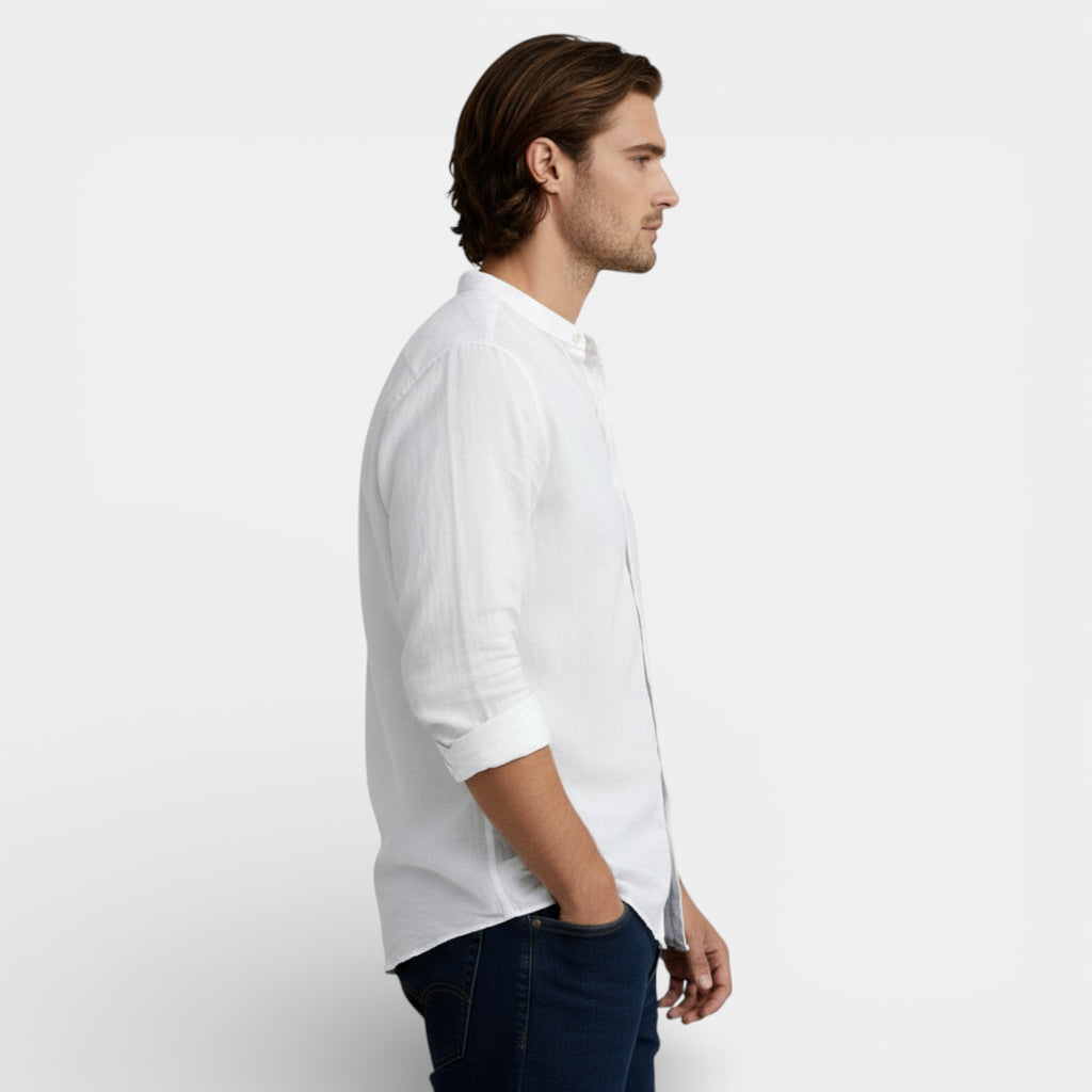 Button-Up Stand Collar Shirt Regular Fit for Men