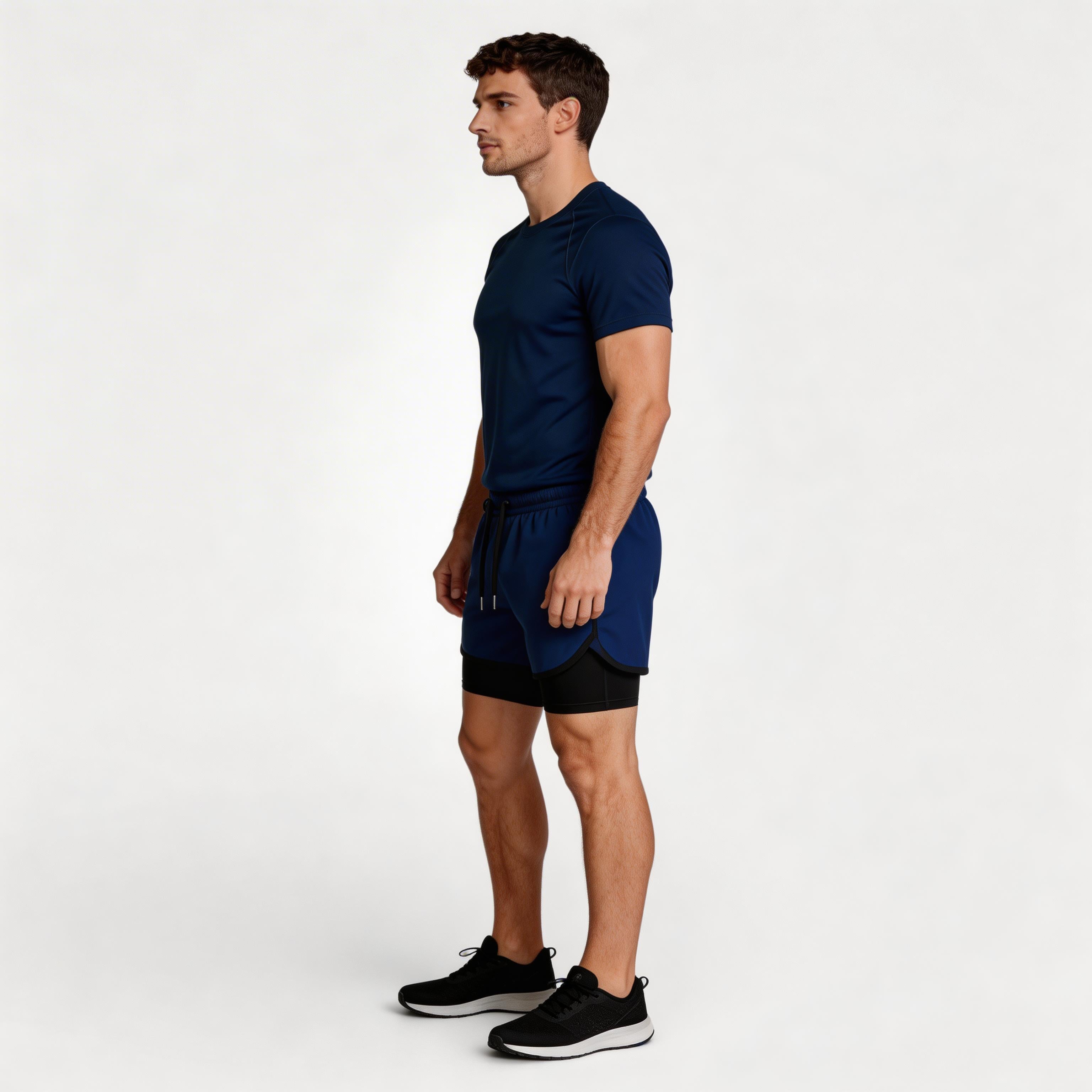 Athletic T-Shirt Drawstring Shorts Two-Piece Set for Men