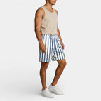 Vertical Stripe Drawstring Swim Shorts Relaxed Fit for Men