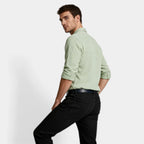 Textured Button-Up Shirt Spread Collar for Men