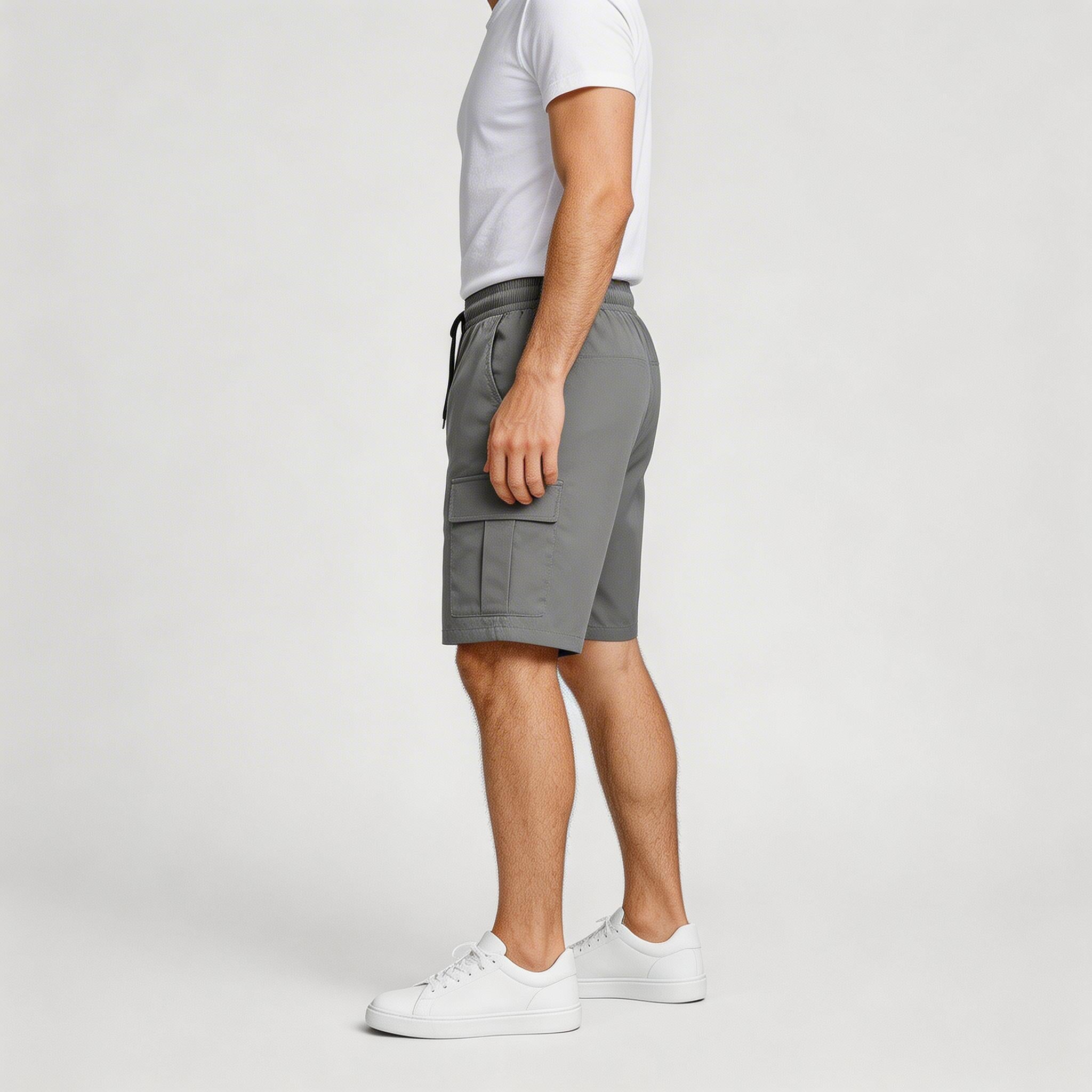Cargo Shorts Relaxed Fit Drawstring Elastic Waist for Men