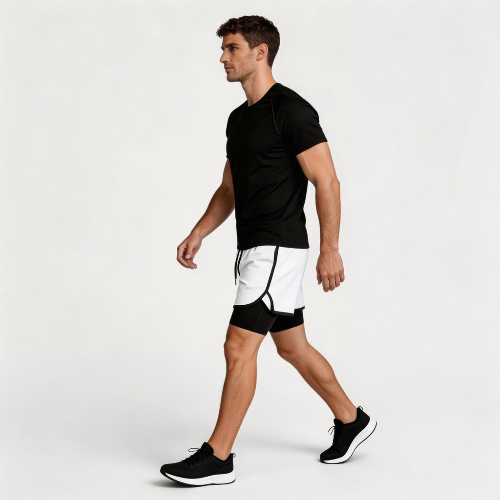Athletic T-Shirt Drawstring Shorts Two-Piece Set for Men