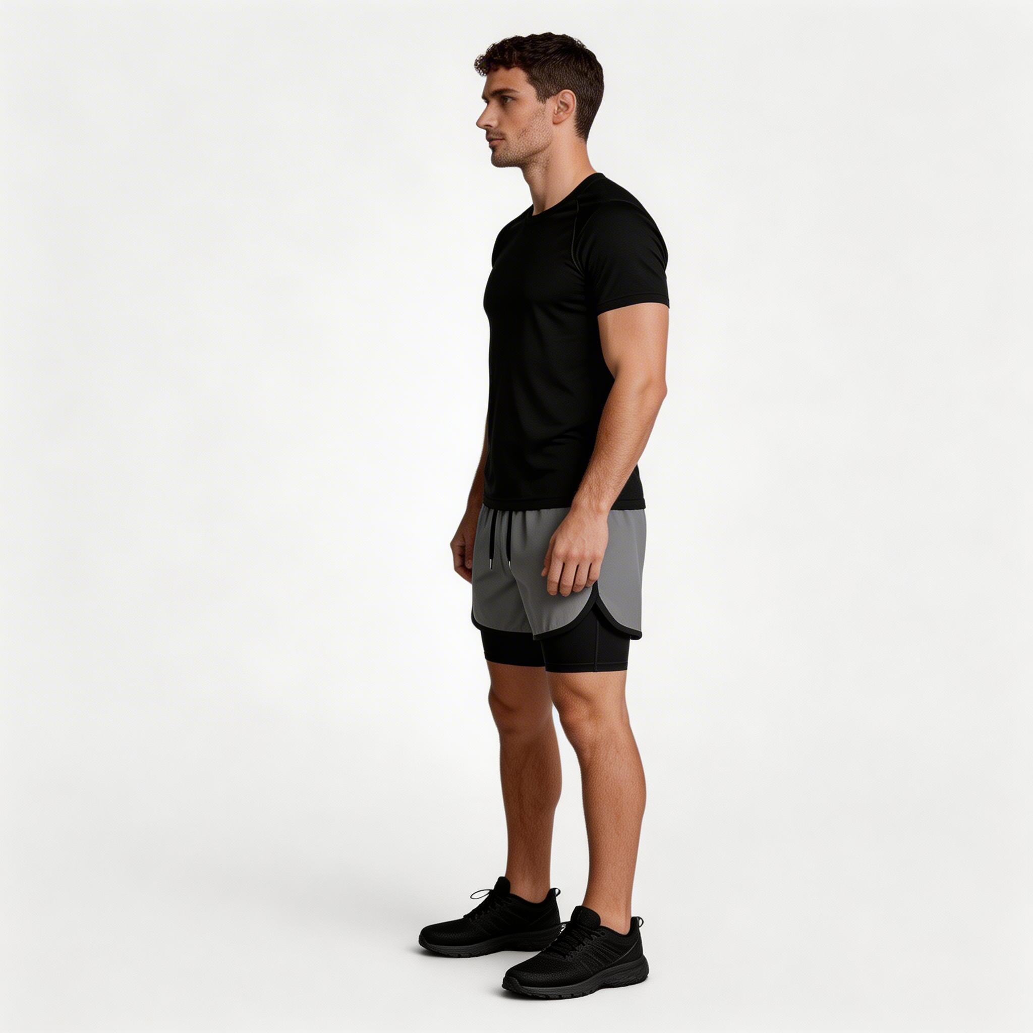 Athletic T-Shirt Drawstring Shorts Two-Piece Set for Men