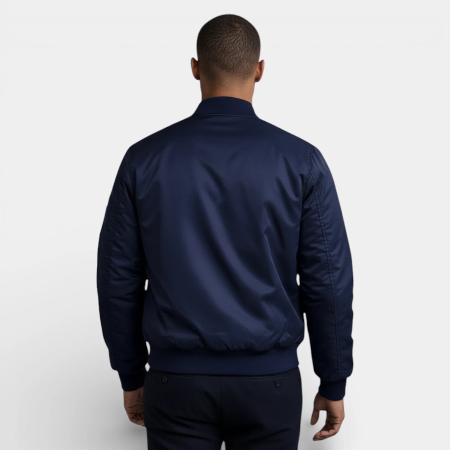 Regular Fit Zip-Up Bomber Jacket Ribbed for Men