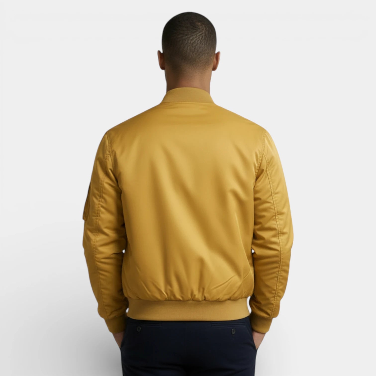 Regular Fit Zip-Up Bomber Jacket Ribbed for Men