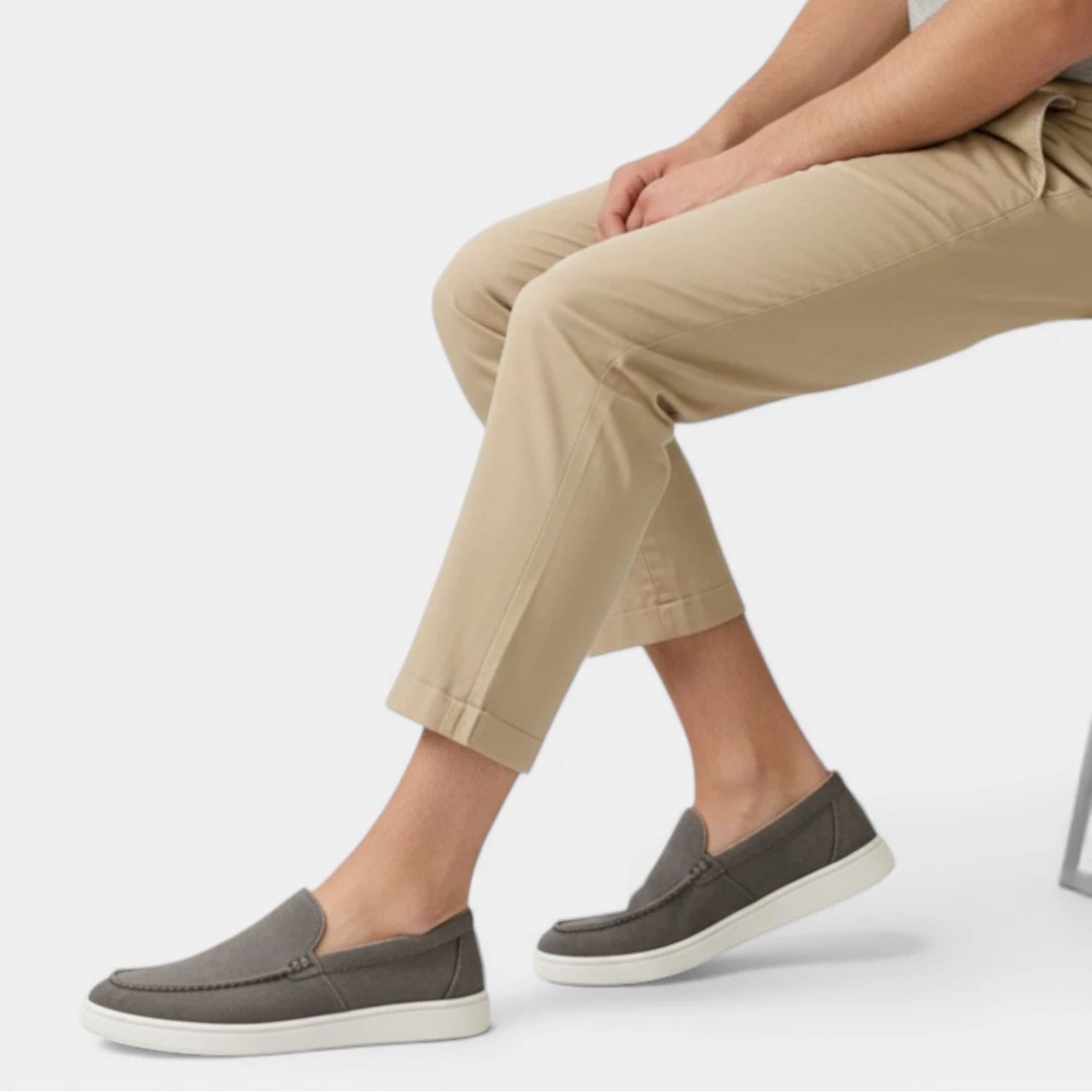 Suede Slip-On Moc Toe Loafers Laceless for Men