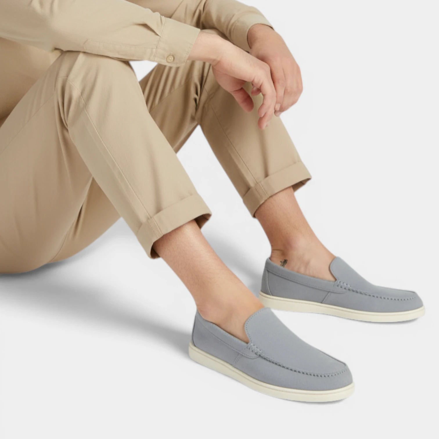 Suede Slip-On Moc Toe Loafers Laceless for Men