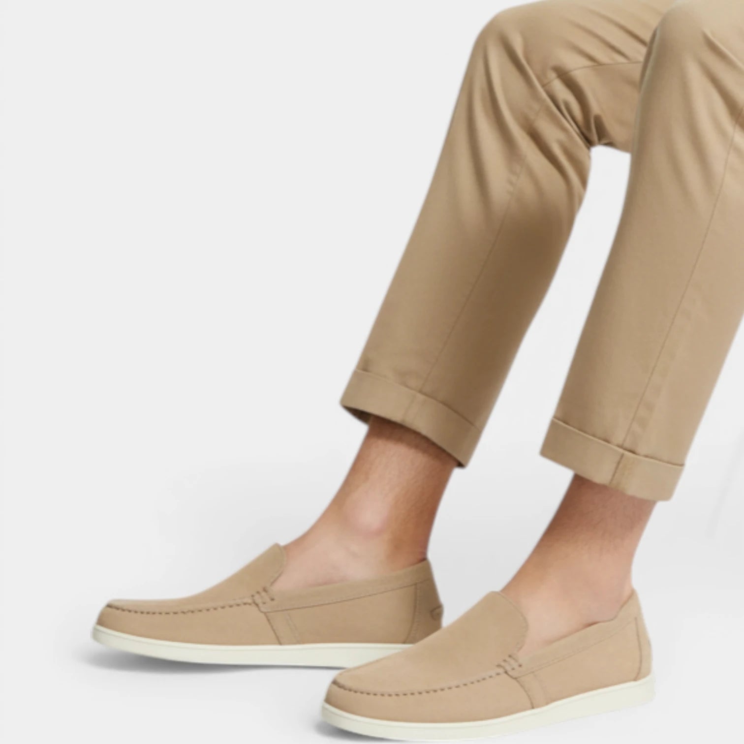 Suede Slip-On Moc Toe Loafers Laceless for Men