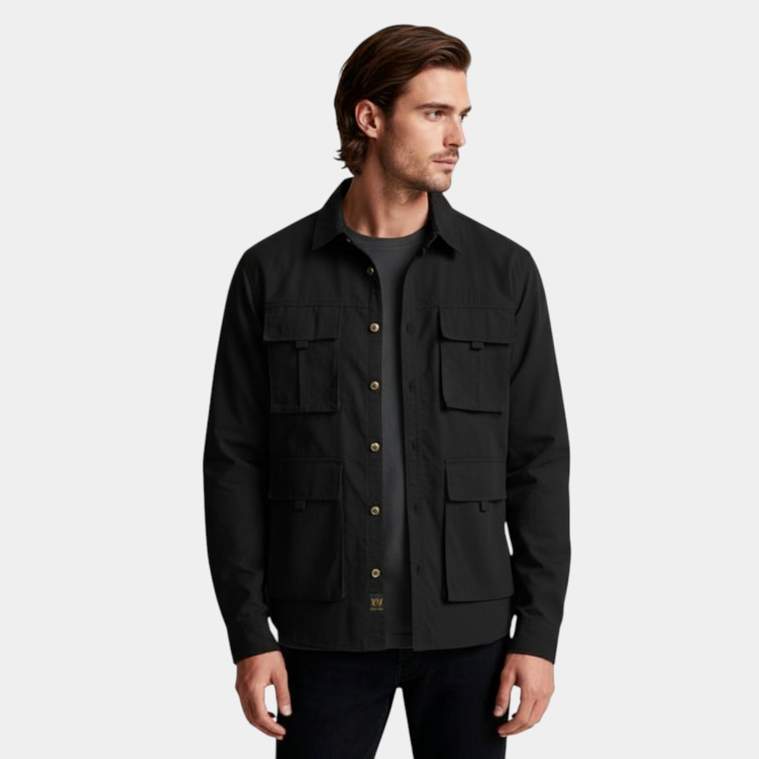 Utility Shirt Jacket Multi-Pocket Regular Fit for Men