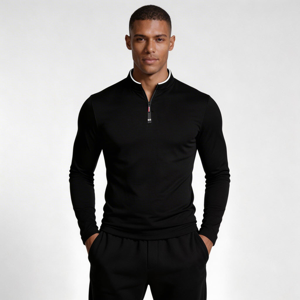Long Sleeve Quarter-Zip Shirt Slim Fit for Men